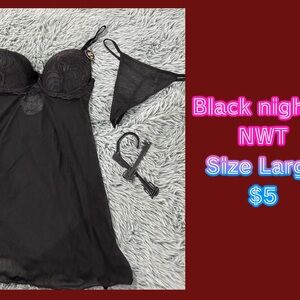 Elegant Black Chemise Set